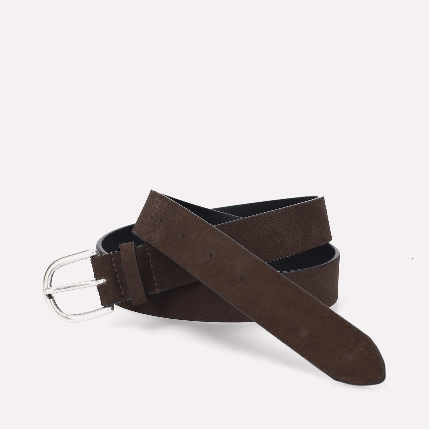 Dark Brown Velour Leather Belt