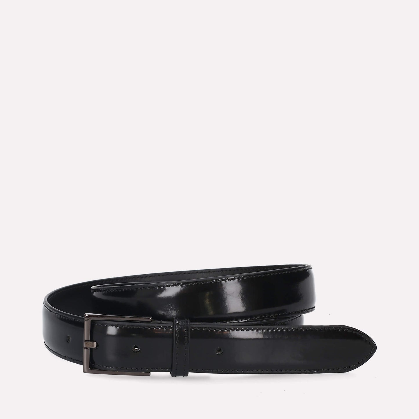 Black Burnished Leather Belt