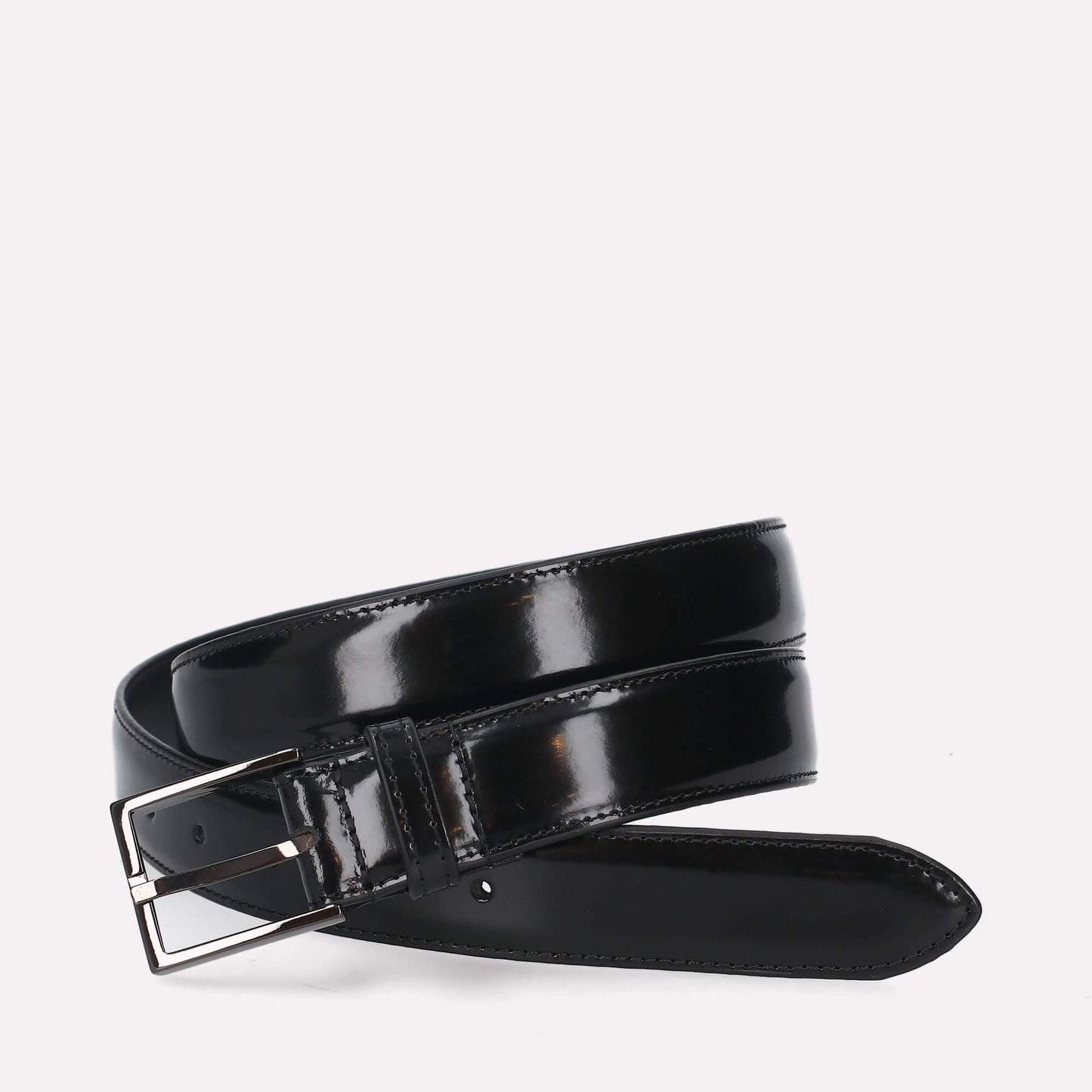Black Burnished Leather Belt