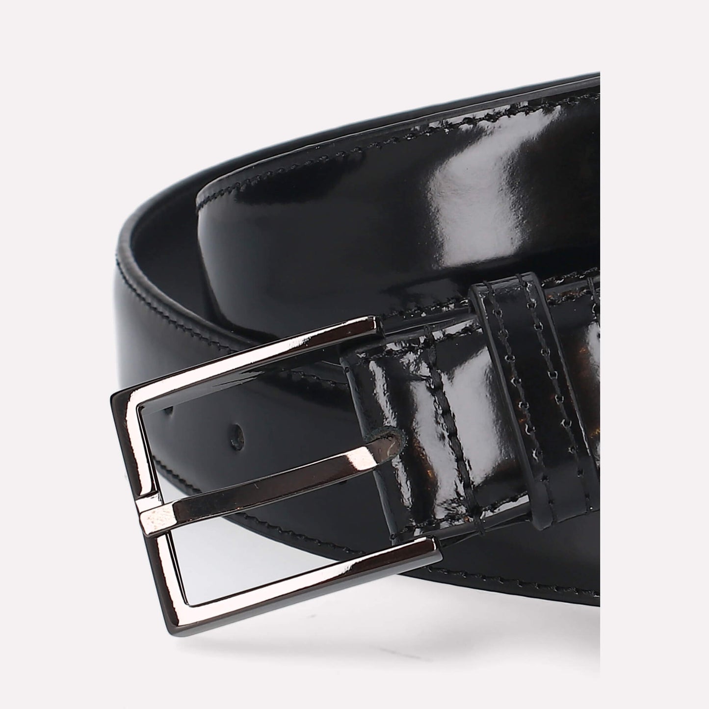 Black Burnished Leather Belt