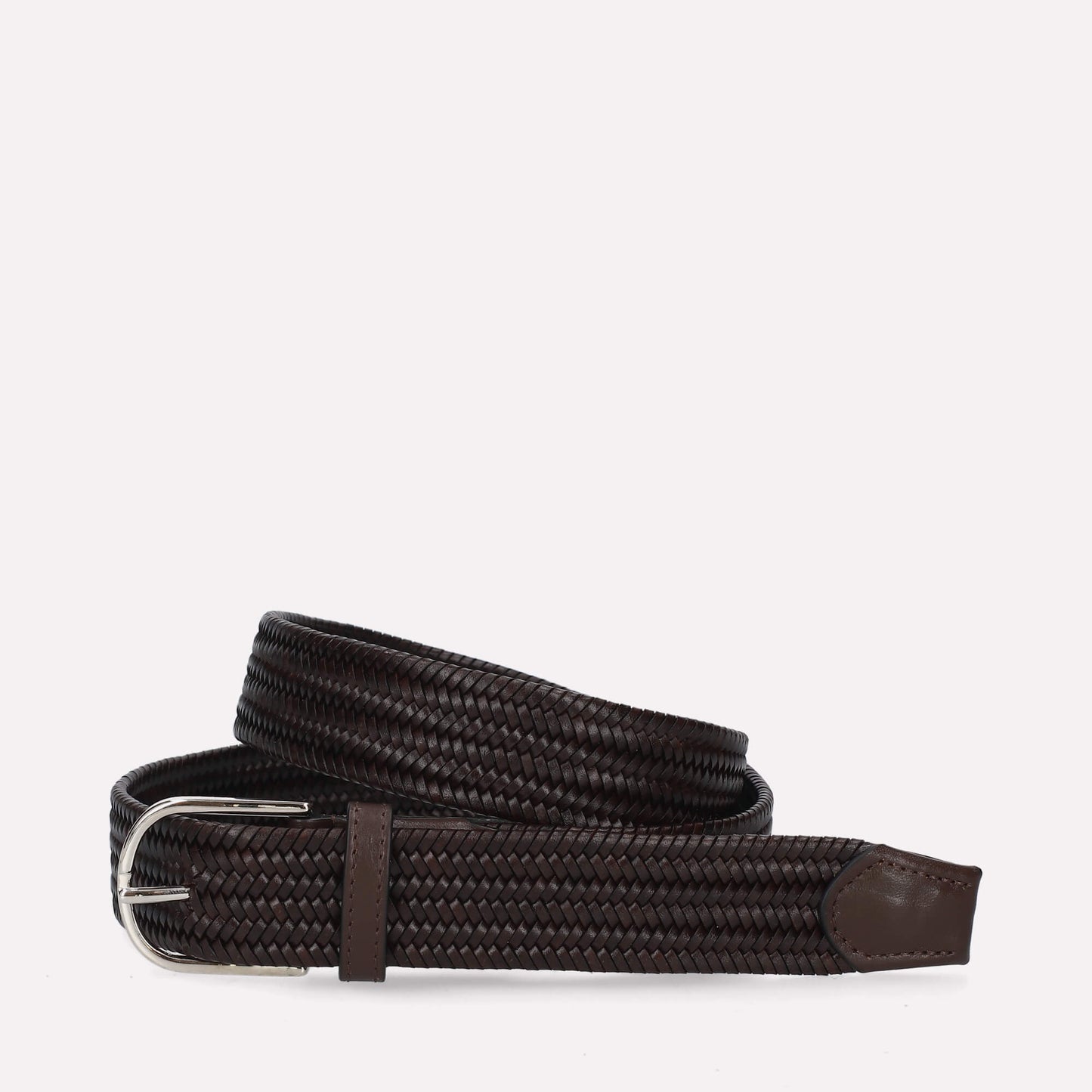 Dark Brown Braided Leather Belt